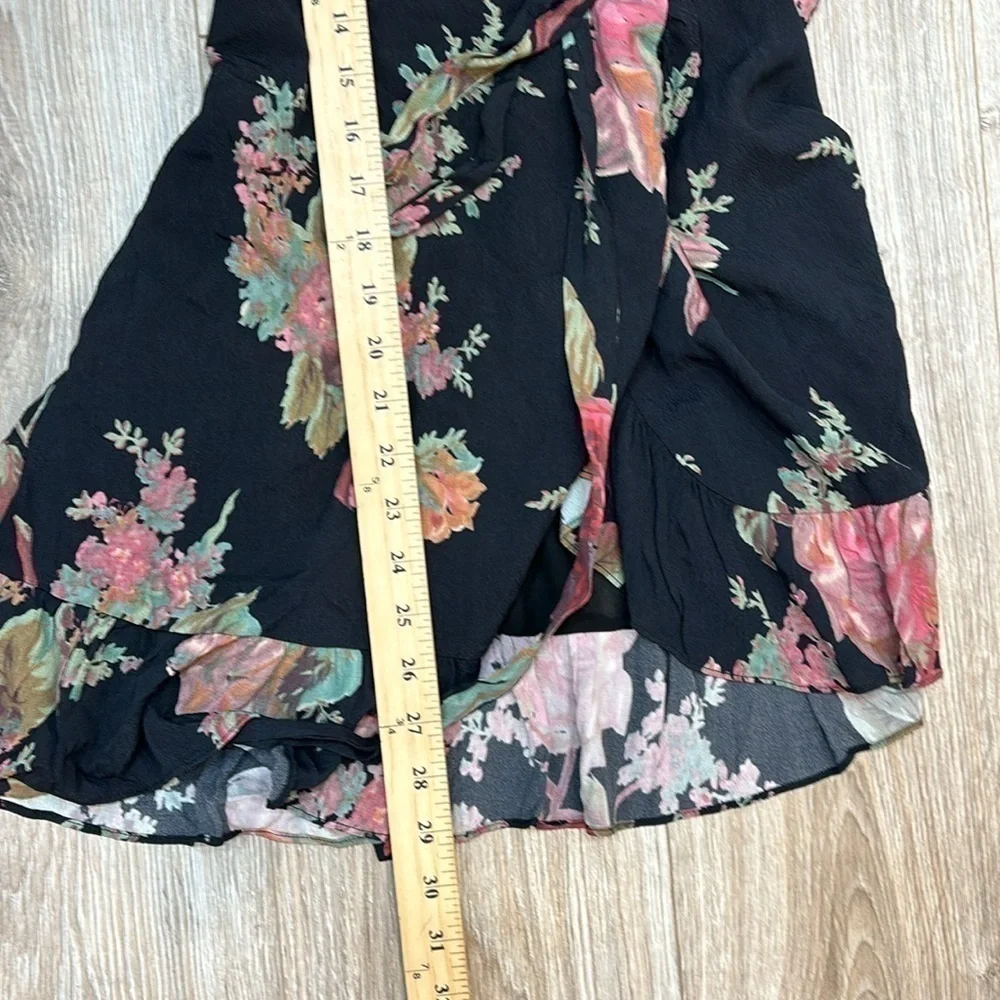 Privacy Please june floral wrap dress in black size XS NWT